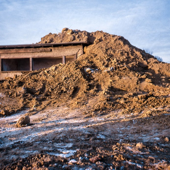 Partially buried woodshed, Robert Smithson, Kent State University, 1970